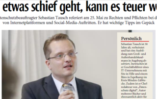 Auszug Interview Lippsche Landeszeitung mit Sebastian Tausch zur DSGVO